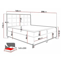 Lit continental Baltimore 185, Double, Marron, Tissu, Disponible