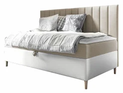 Lit continental Baltimore 165, Unique, Brun clair, Faux cuir