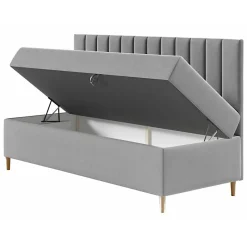 Lit continental Baltimore 165, Unique, Brun clair, Faux cuir