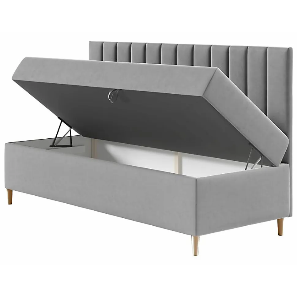 Lit continental Baltimore 165, Unique, Brun clair, Faux cuir