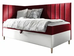 Lit continental Baltimore 164, Unique, Rouge, Faux cuir, Disponible