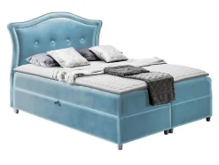Lit continental Baltimore 135, Double, Bleu, Tissu, Disponible