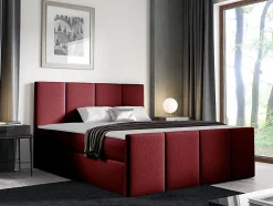 Lit continental Baltimore 154, Double, Rouge, Tissu, Disponible