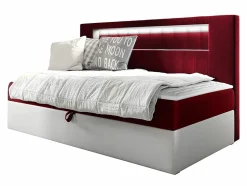 Lit continental Baltimore 168, Unique, Rouge, Faux cuir, Disponible