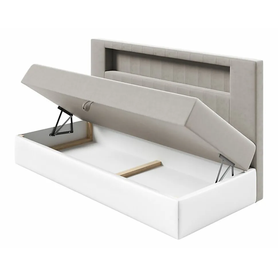 Lit continental Baltimore 168, Unique, Rouge, Faux cuir, Disponible