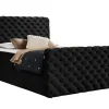 Lit continental Baltimore 186, Double, Noir, Tissu, Disponible