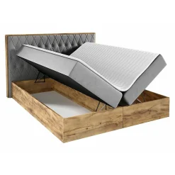 Lit continental Baltimore 190, Double, Noir, Tissu, Disponible