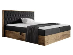 Lit continental Baltimore 190, Double, Noir, Tissu, Disponible