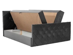 Lit continental Baltimore 158, Double, Gris, Tissu, Disponible