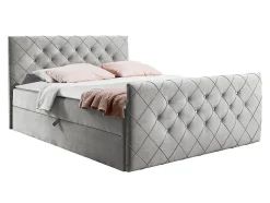 Lit continental Baltimore 158, Double, Gris, Tissu, Disponible