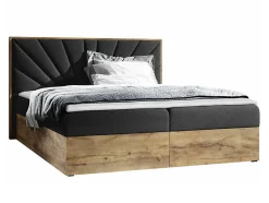 Lit continental Baltimore 191, Double, Noir, Tissu, Disponible