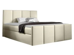 Lit continental Baltimore 154, Double, Brun clair, Faux cuir