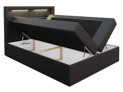 Lit continental Baltimore 131, Double, Gris, Faux cuir, Disponible