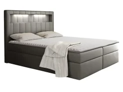 Lit continental Baltimore 131, Double, Gris, Faux cuir, Disponible