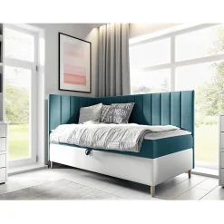 Lit continental Baltimore 164, Unique, Turquoise, Faux cuir