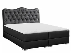 Lit continental Baltimore 162, Double, Gris, Faux cuir, Disponible