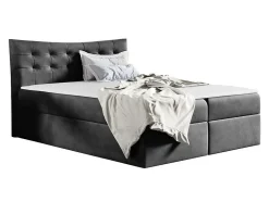 Lit continental Baltimore 157, Double, Gris, Tissu, Disponible