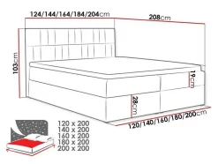 Lit continental Baltimore 146, Double, Rose, Tissu, Disponible