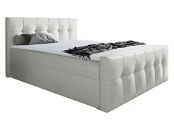 Lit continental Baltimore 138, Double, Blanc, Faux cuir, Disponible