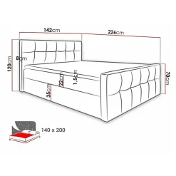 Lit continental Baltimore 138, Double, Blanc, Faux cuir, Disponible
