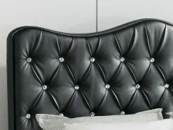 Lit continental Baltimore 162, Unique, Gris, Faux cuir, Disponible