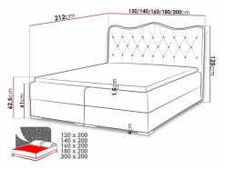 Lit continental Baltimore 162, Unique, Gris, Faux cuir, Disponible