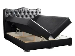 Lit continental Baltimore 162, Unique, Gris, Faux cuir, Disponible