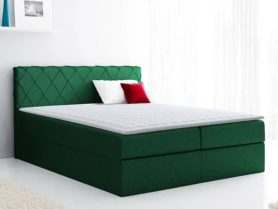 Lit continental Baltimore 127, Unique, Vert, Tissu, Disponible