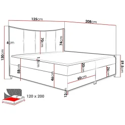 Lit continental Baltimore 178, Unique, Jaune, Tissu, Disponible