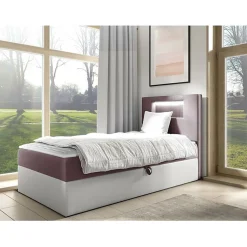 Lit continental Baltimore 169, Unique, Pourpre, Faux cuir, Disponible