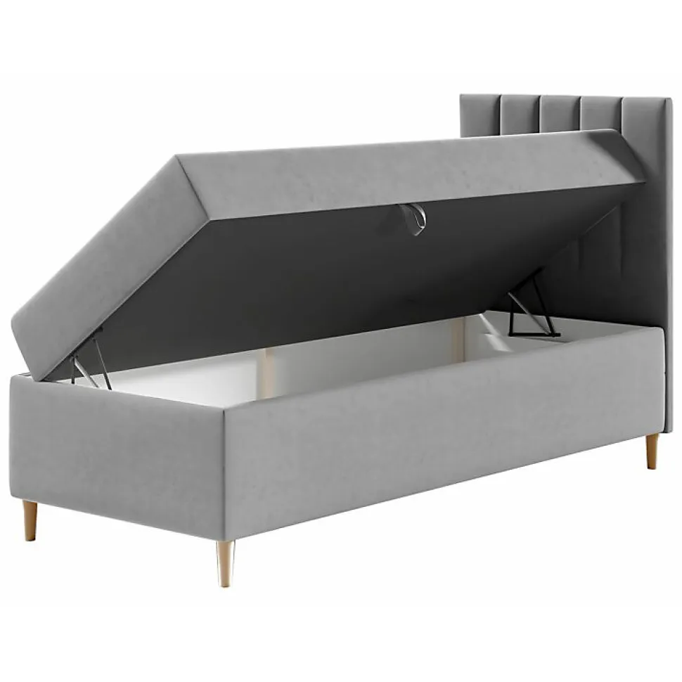 Lit continental Baltimore 170, Unique, Rouge, Faux cuir, Disponible