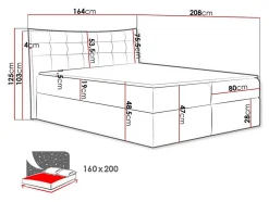 Lit continental Baltimore 157, Double, Turquoise, Tissu, Disponible
