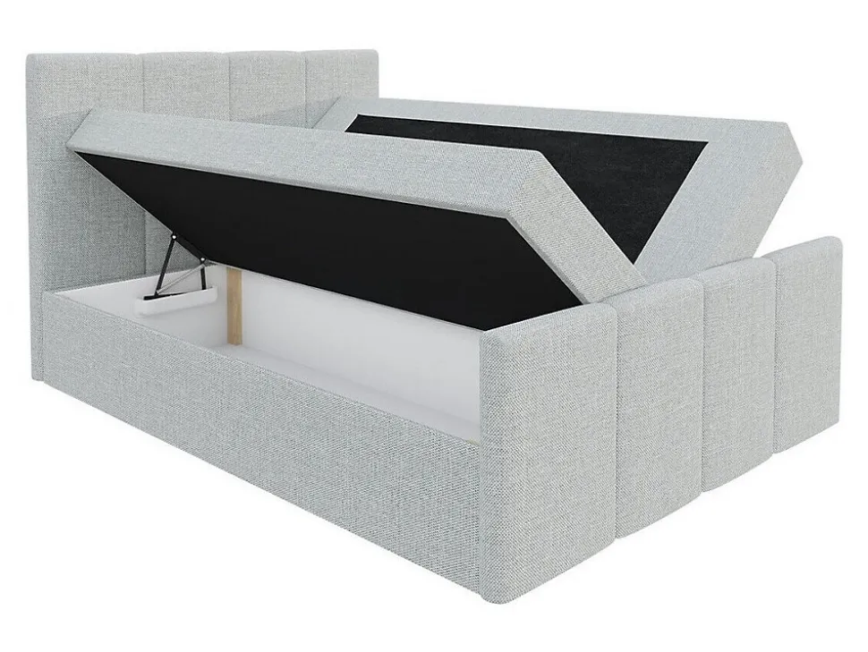 Lit continental Baltimore 154, Double, Noir, Faux cuir, Disponible