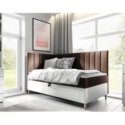 Lit continental Baltimore 164, Unique, Marron, Faux cuir, Disponible