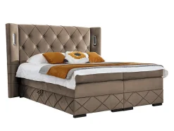Lit continental Baltimore 187, Double, Marron, Tissu, Disponible