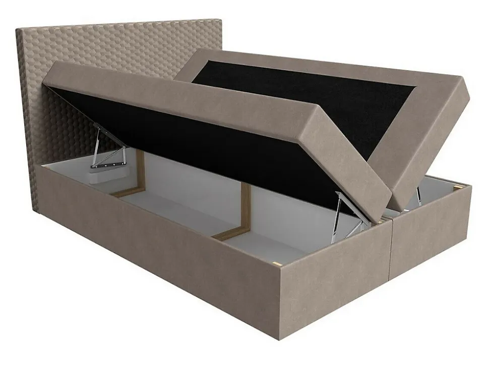 Lit continental Baltimore 126, Double, Rouge, Tissu, Disponible