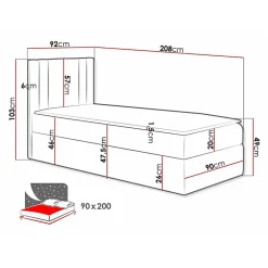 Lit continental Baltimore 179, Unique, Brun clair, Faux cuir