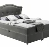 Lit continental Baltimore 135, Double, Gris, Tissu, Disponible