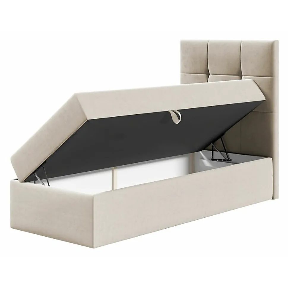 Lit continental Baltimore 180, Unique, Gris, Faux cuir, Disponible