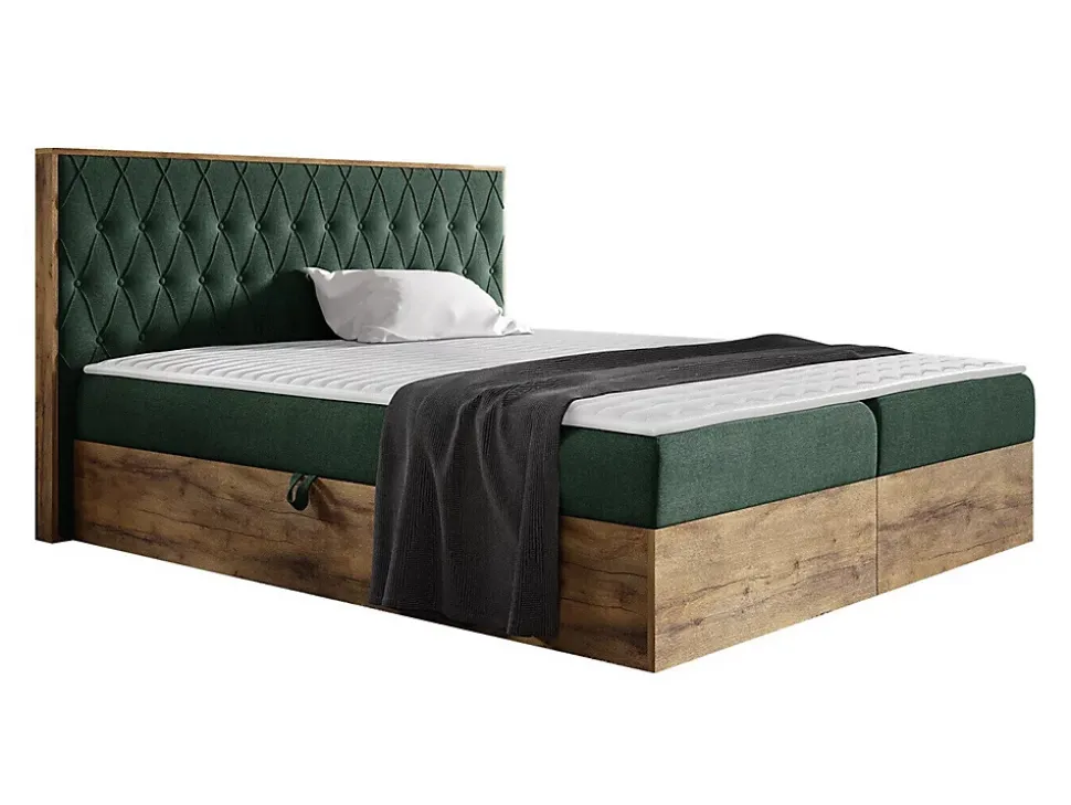 Lit continental Baltimore 190, Unique, Vert, Tissu, Disponible