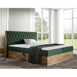 Lit continental Baltimore 190, Unique, Vert, Tissu, Disponible