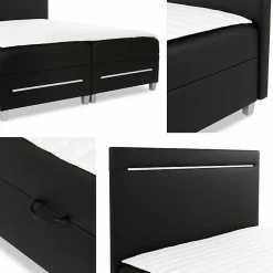 Lit continental Baltimore 174, Double, Brun clair, Faux cuir