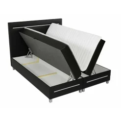 Lit continental Baltimore 174, Double, Brun clair, Faux cuir