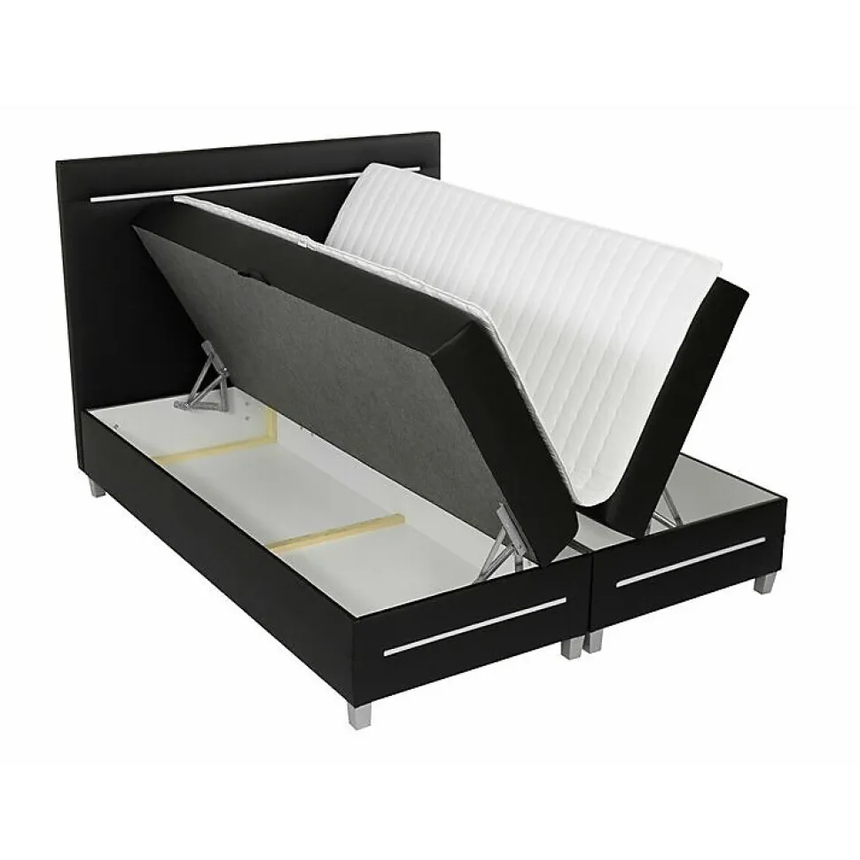 Lit continental Baltimore 174, Double, Brun clair, Faux cuir