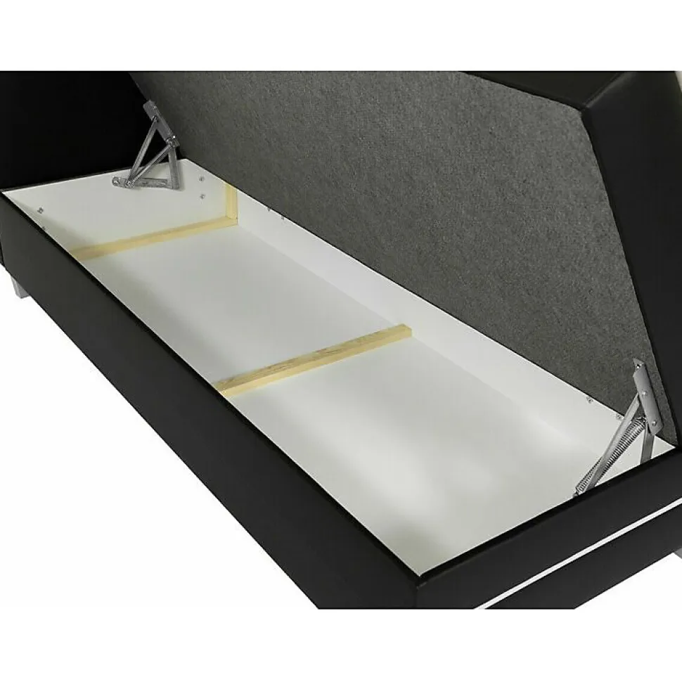 Lit continental Baltimore 174, Double, Brun clair, Faux cuir