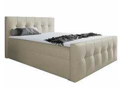 Lit continental Baltimore 138, Unique, Brun clair, Faux cuir