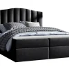 Lit continental Baltimore 153, Double, Noir, Tissu, Disponible