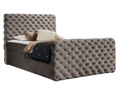 Lit continental Baltimore 186, Unique, Brun clair, Tissu, Disponible