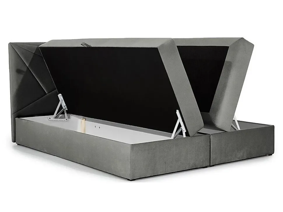 Lit continental Baltimore 144, Unique, Noir, Tissu, Disponible