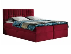 Lit continental Baltimore 143, Double, Rouge, Tissu, Disponible
